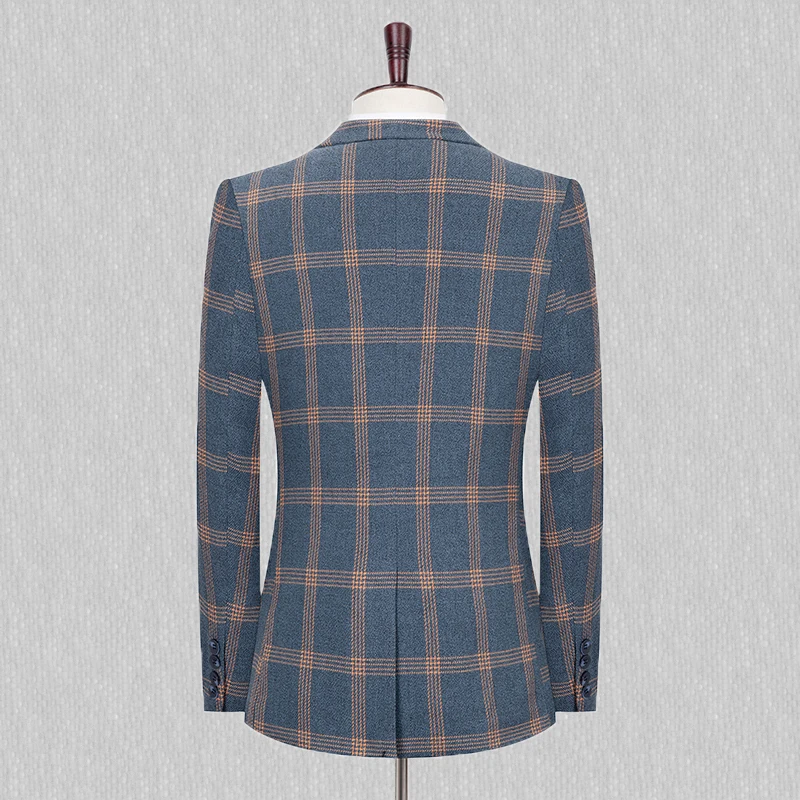 Spring and Autumn Suit Wedding 2024  Men（ Suit + Waistcoat + Trousers) Fashion Checkered British Slim-fit Suit Three-piece Set