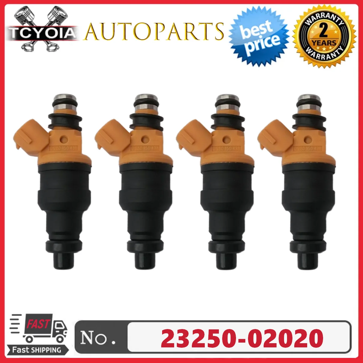PEIVSO 4pcs 23250-02020 23209-02020 0280150438 Fuel Injector For TOYOTA Carina 1.6L 4AFE 1994~1997 Avensis 1.6L 4AFE 1997~2000