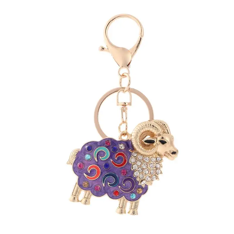 1 Stück Schaf-Schlüsselanhänger, Emaille, Strass, Metall-Schlüsselring, niedlicher Tieranhänger für Tasche, Handtasche, Autoschlüssel, Dekoration, Geschenk – Detail 6