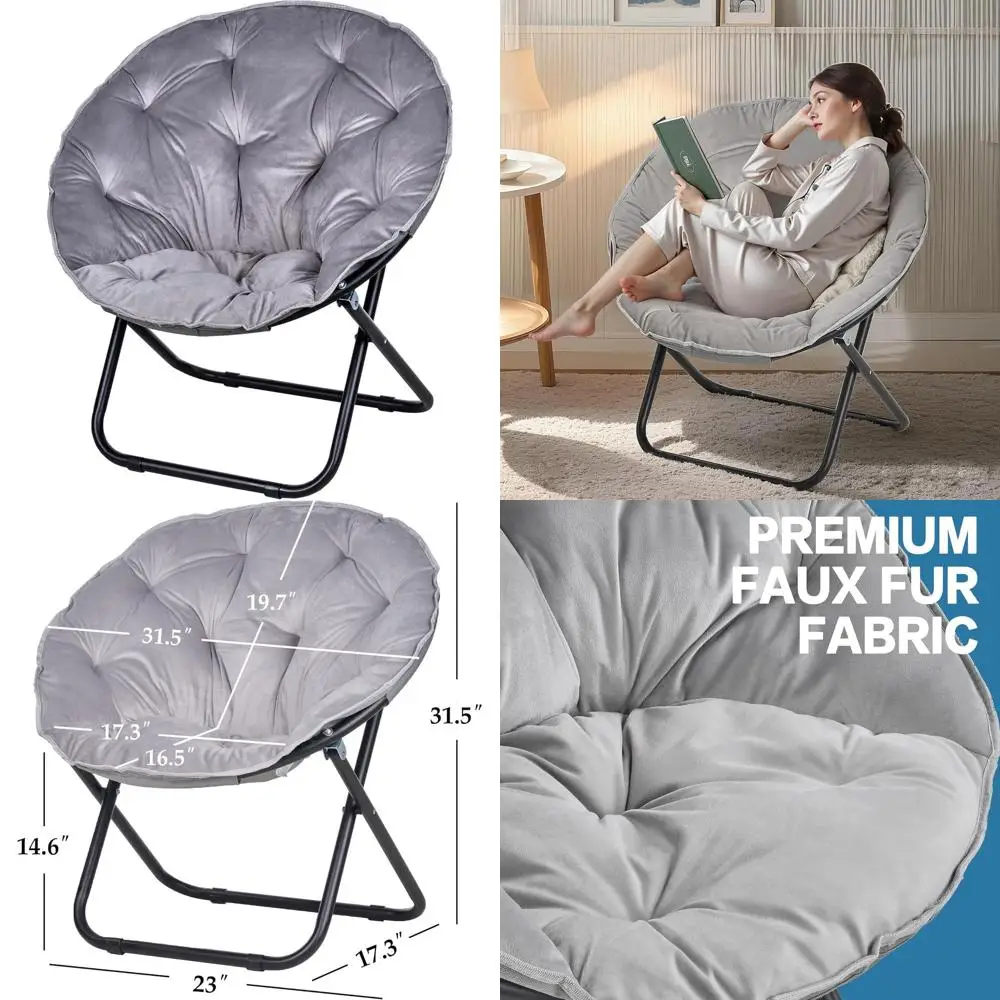 

Elegant Grey Moon Chair with Metal Frame for Adults - Ideal for Bedroom, Living Room, Dorm