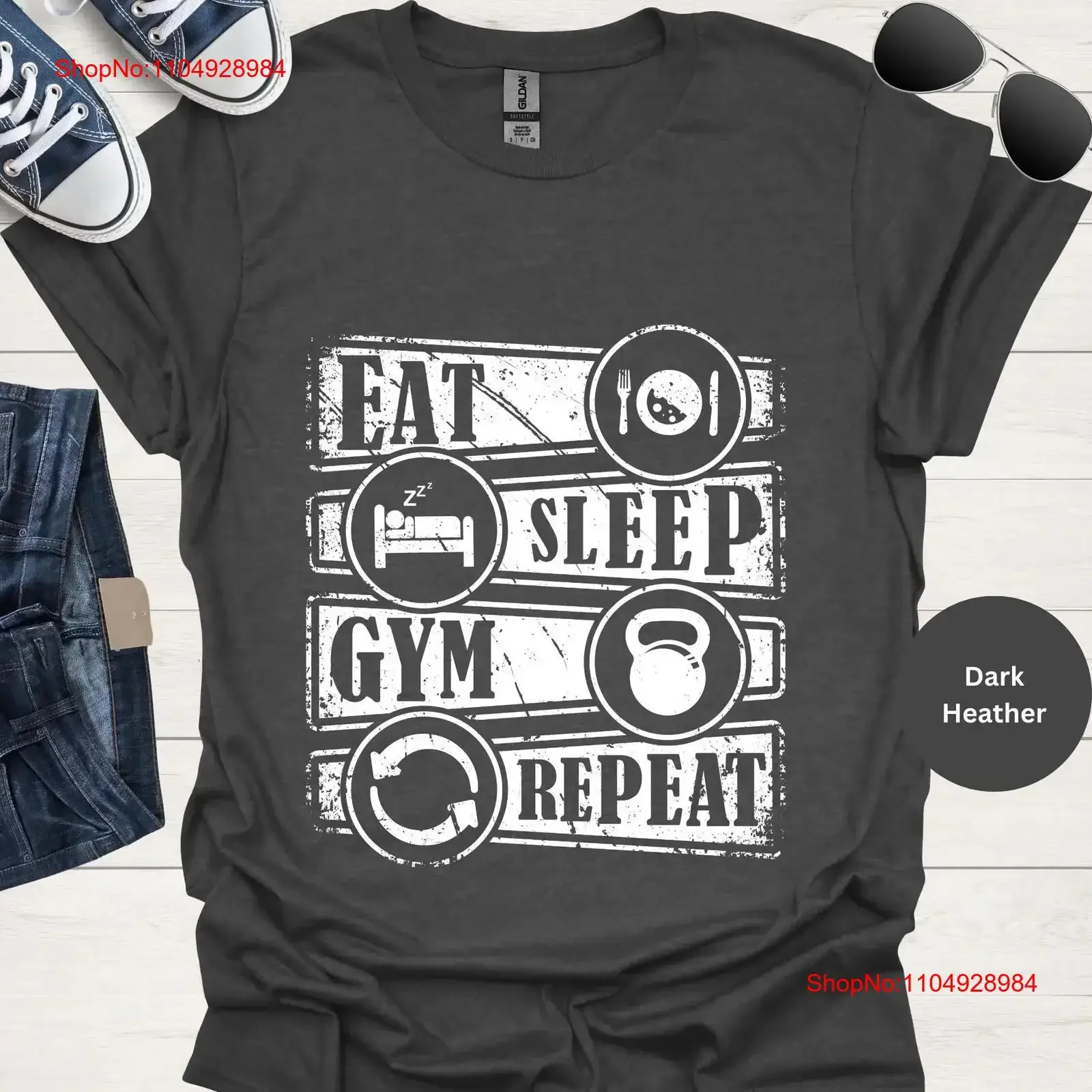 Eat Sleep Gym RepeaT camiseta culturismo entrenamiento WorkouT ejercicio para mujeres camisetas de gran tamaño hombres camisas de talla grande vintage