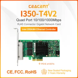 I350-T4V2 10/100 Мб Intel I350AM4 чипсет 4 порта RJ45 1000base-T сетевая карта PCIe x4 Ethernet серверный адаптер