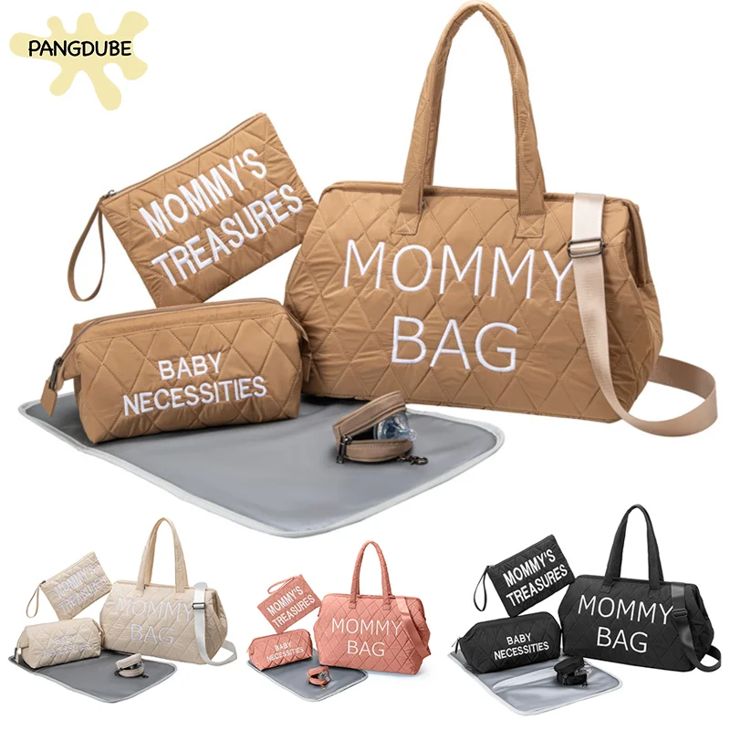 PANGDUBE 5pcs/set Mom Bag Baby Nappy Bag Waterproof Big Capacity Diaper Bag for Stroller Bag for Mommy Maternity