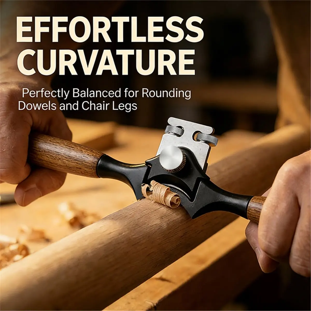 DT35BG Round Rod Spokeshave Woodworking Hand Plane with Stainless Steel Blade Dual Adjustment Screws for Dowels Wood Turning