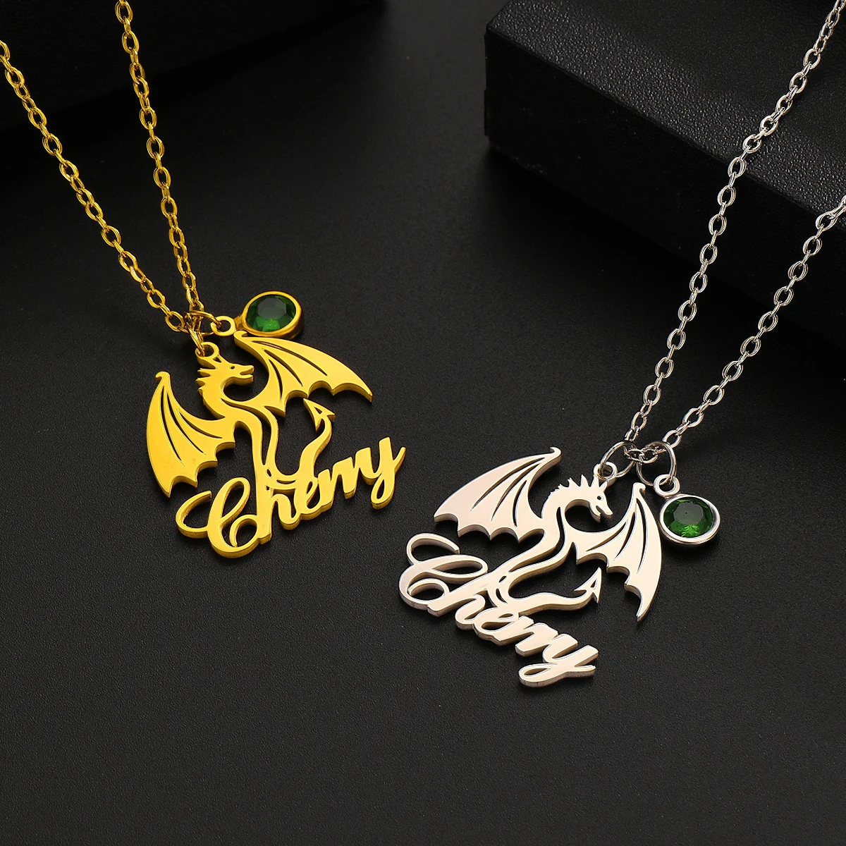 

Персонализированное ожерелье с подвеской в виде динозавра на заказ, ожерелье из нержавеющей стали для женщин и мужчин, кулон с цирконом, модные ювелирные изделия на день рождения, подарок