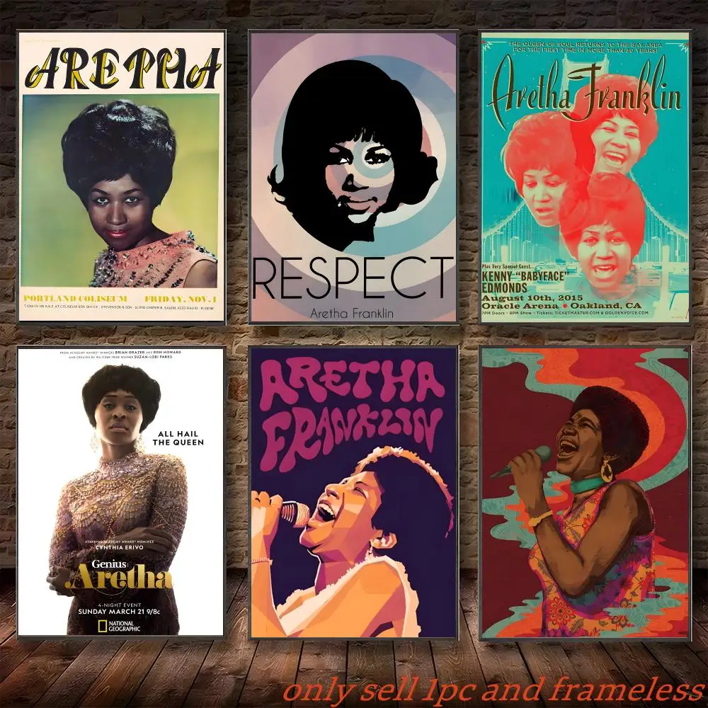 Queen of Soul Music A-Aretha Franklin Poster Poster painting with prints Home bedroom living room decoration gift
