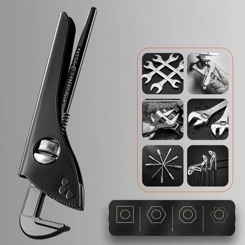 مفتاح مضخة مياه قابل للتعديل 7-12 بوصة، مفتاح ربط قابل للتعديل على شكل أنبوب، أحجام مختلفة من ملحقات الصمامات، أدوات يدوية #3