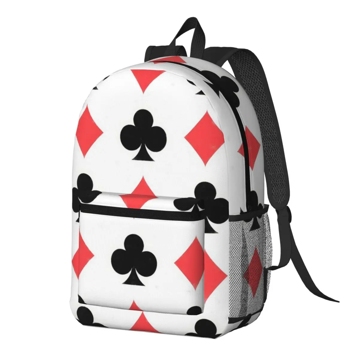 Poker Card Pattern Clubs And Diamonds Backpack Daypack Large Capacity Kids BookBag School Bag Shoulder Bags for Men Women