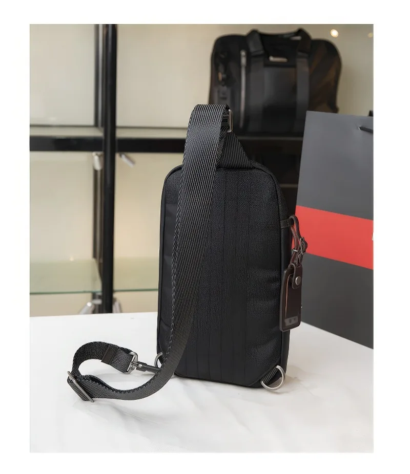 Men's Professional Crossbody - Structured Nylon Chest Bag with Leather Accents for Business Casual 222402