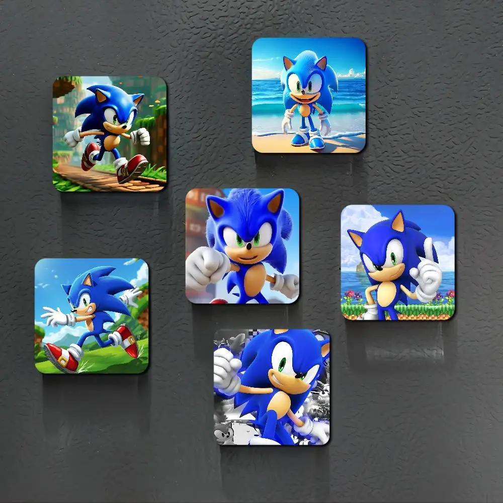 Game S-Sonic The HedgehogS Fridge Magnet Creative Square Refrigerator Magnets Picture For Kitchen Office Whiteboard Decoration