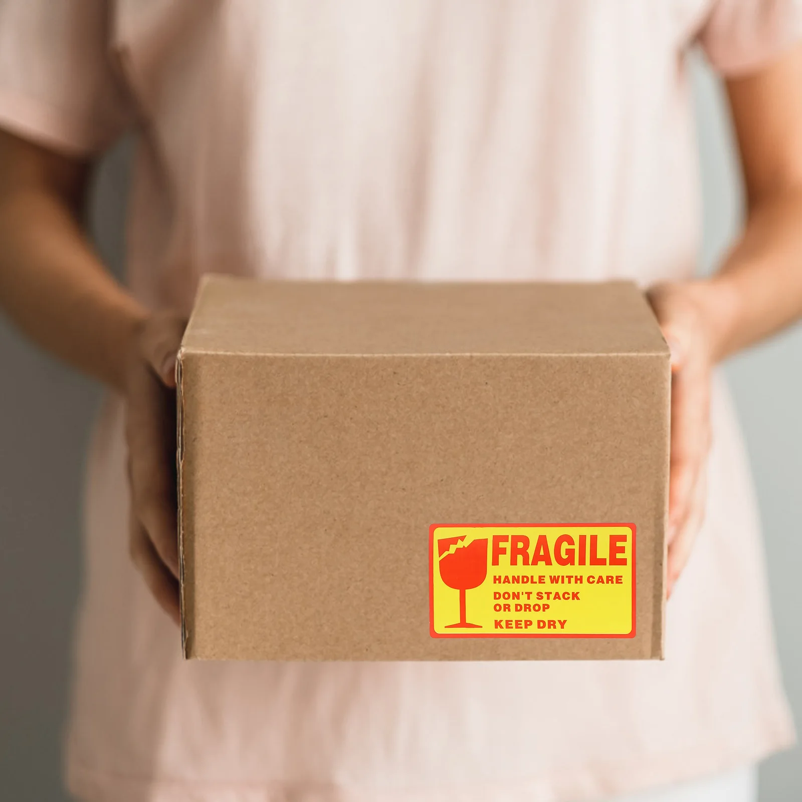 

1pcs 1 Roll Fragile Warning Labels Stickers Coated Paper Handle With Care Adhesive For Packaging Shipping Caution Label Sticker