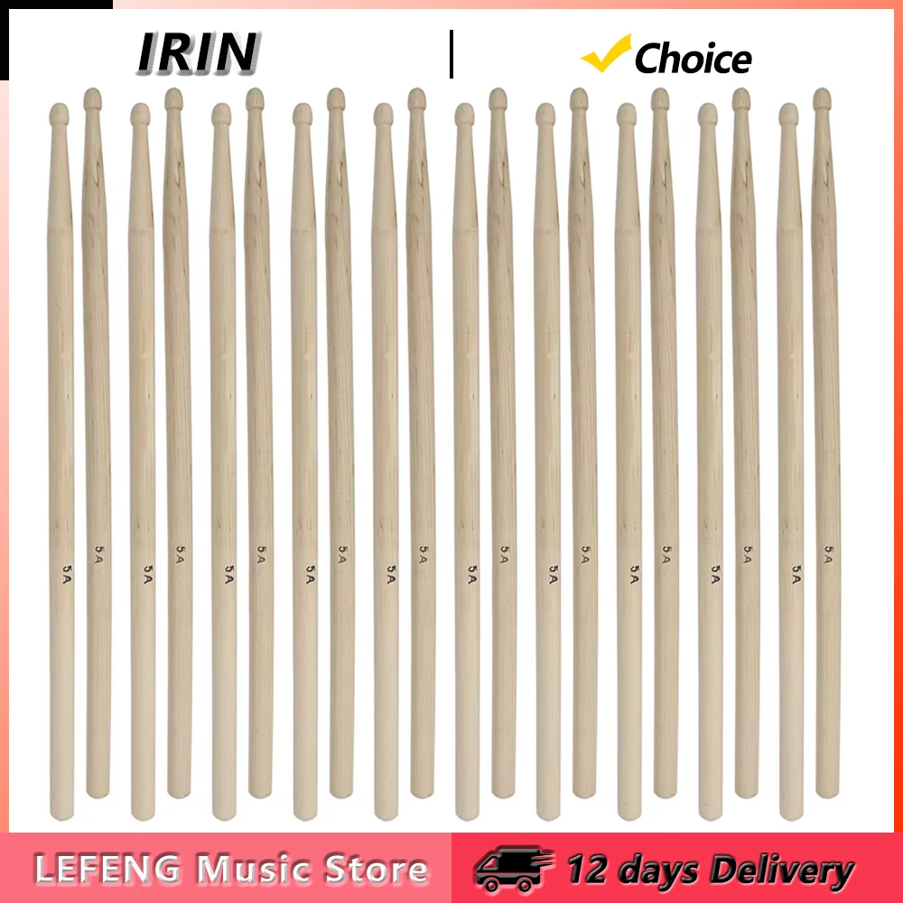 Baquetas IRIN 5A 5B 7A de Arce para Batería, Baquetas de Jazz, Accesorios para Instrumentos de Percusión Profesionales, 1/5/10 Pares