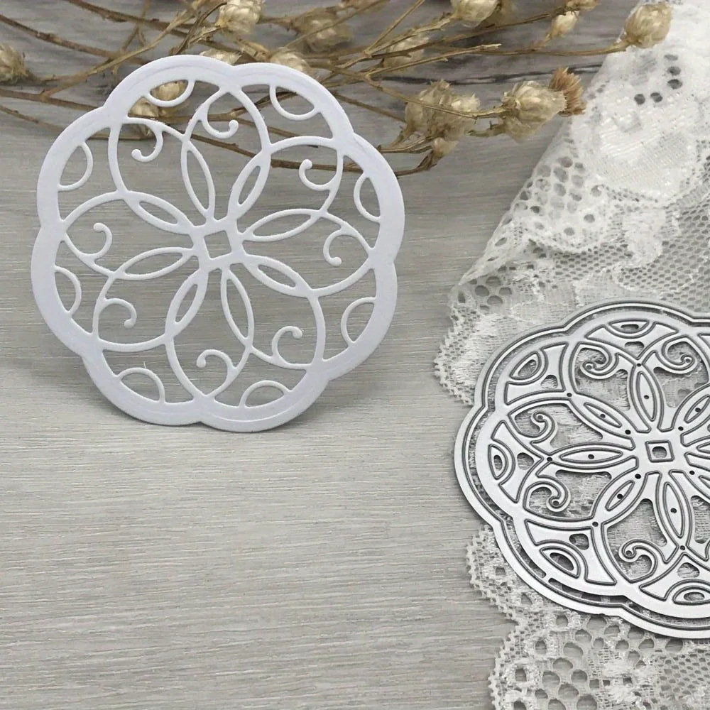 

1pcs metal cutting dies cut die mold Flower round frame decoration Scrapbook paper craft blade punch stencils dies
