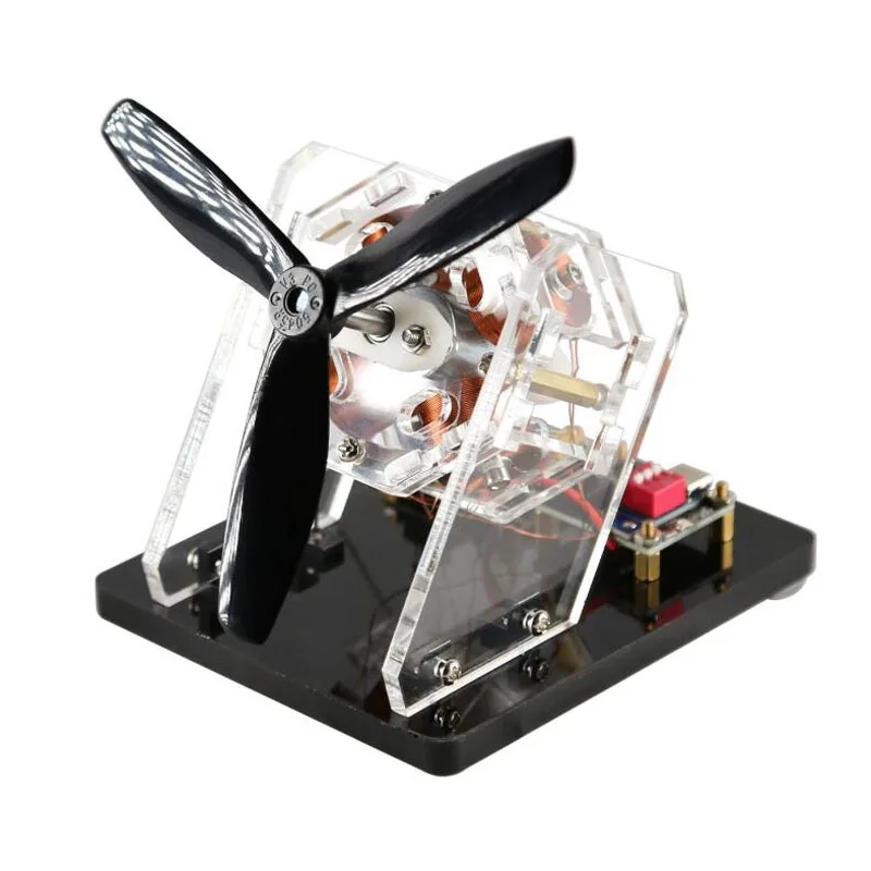 High-Speed Silent 4-Coil Fan Model Dual Driver Board Brushless Motor DIY Science Toy for Educational Purposes