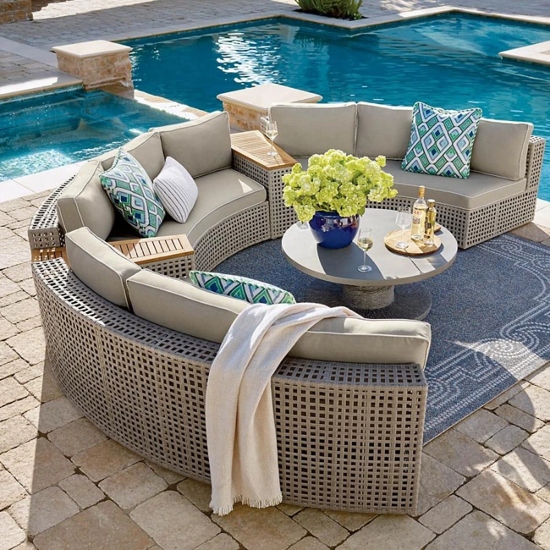 Courtyard Garden Rattan Sofa Outdoor Leisure Semi Circular Sofa Terrace Combination Divani Garden Furniture Sets