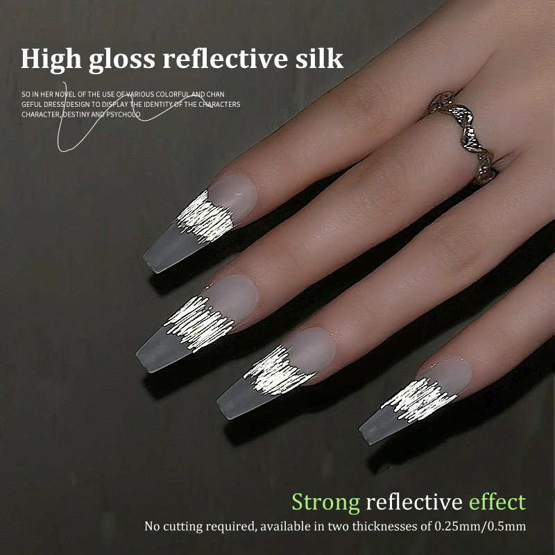 Reflecterende Glitter Franse Nagelstickers Strip Lijn Franse Tips Transfer Nail Art Decoratie Manicure Nagels Accessoires En Gereedschappen