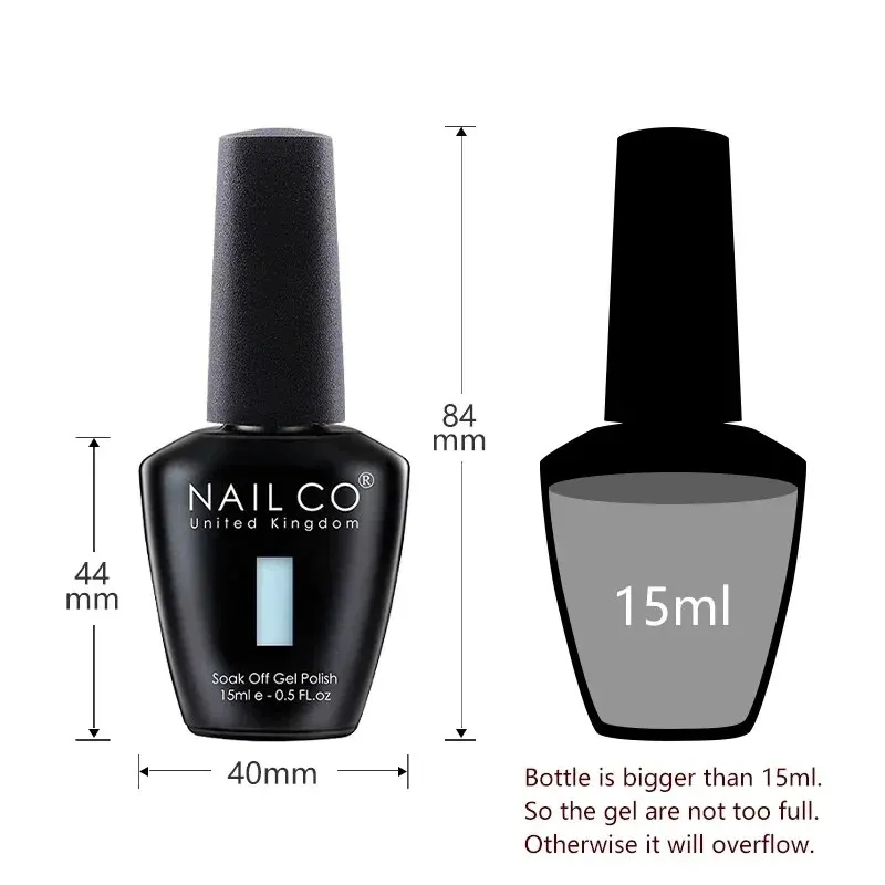 NAILCO 젤 네일 광택제, 반투명 여름 컬러 네일 아트, UV 네일 젤 디자인, 레이키리 하이브리드 버니스, 15ml, 6 개/세트