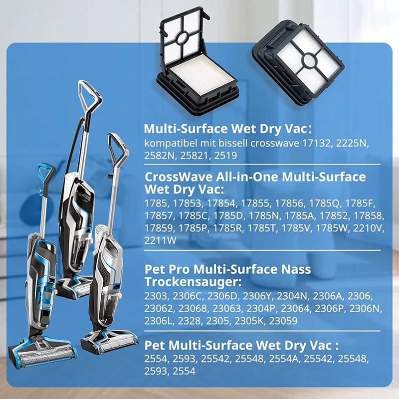 Аксессуары для фильтров, совместимые с Bissell Crosswave 17132,2225N, 2582N,Series, 1866