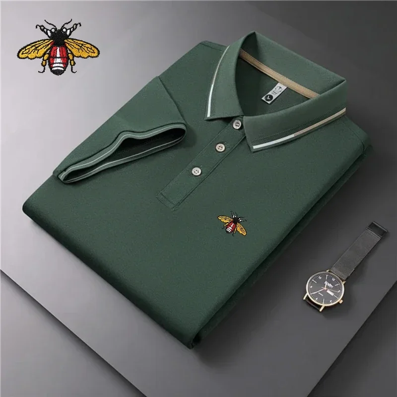 Polo brodé de haute qualité pour hommes, vêtements de famille, mode masculine, loisirs, respirant, cool, t-shirt à manches courtes, nouveau, été