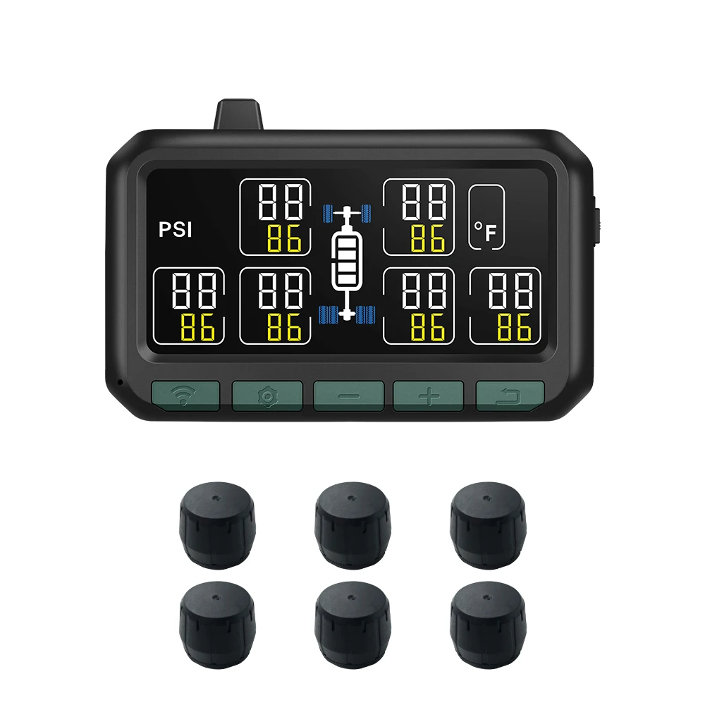 Car RV Truck TPMS with 6 External Sensors Tire Pressure Monitoring System Wireless Digital LCD Alarm  Auto Accessories