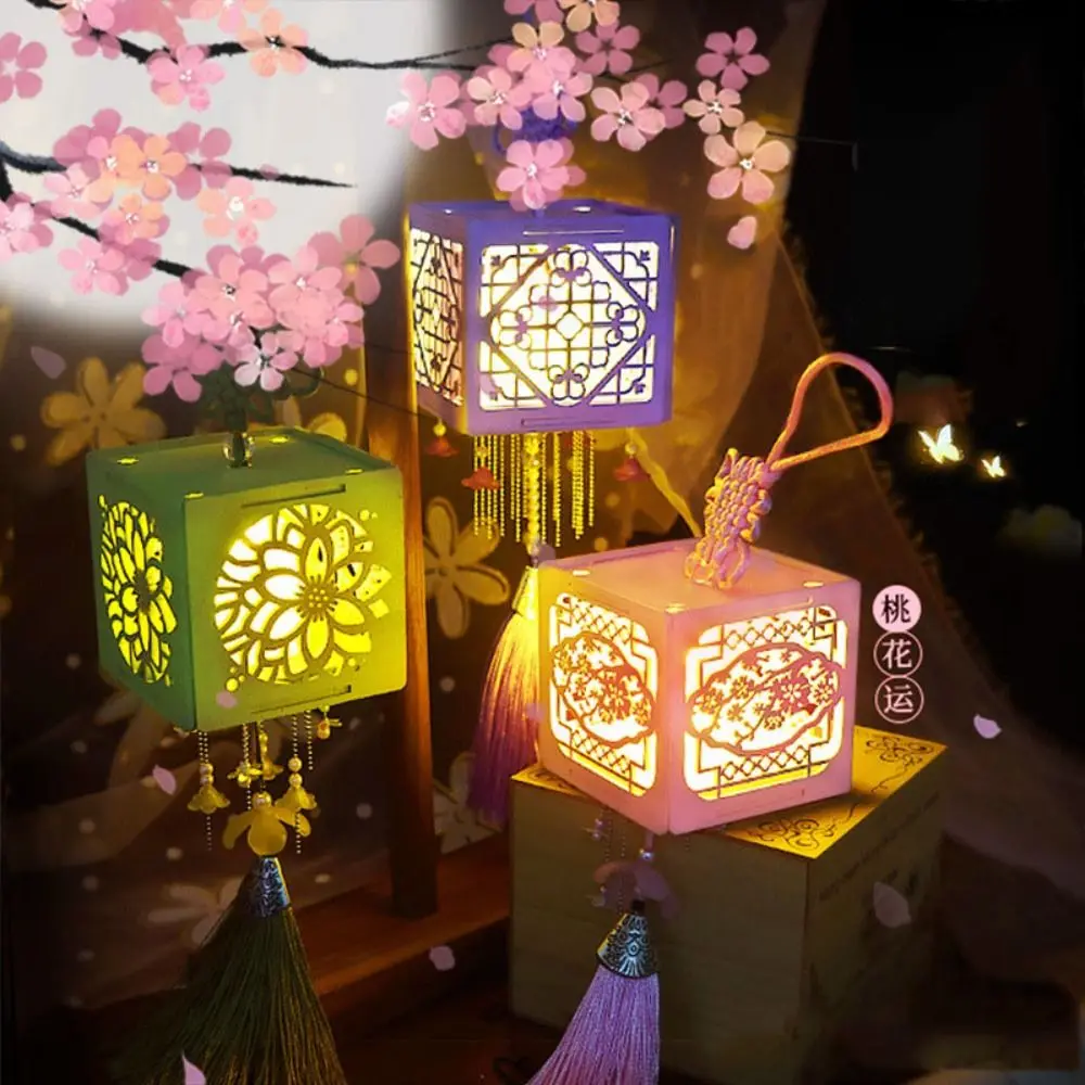 Retro With LED Light DIY Mid-Autumn Lantern Chinese Style Handmade Handmade Lanterns Blessings Good Luck Home Pendants