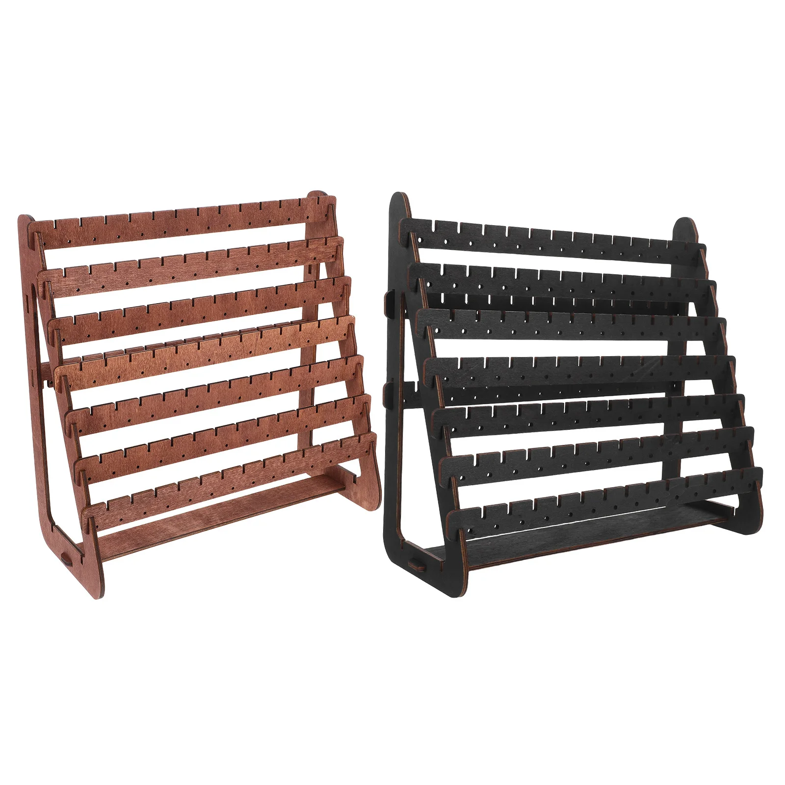 

2Pcs Wood Earring Display Stands Vintage Style Jewelry Organizer Stand Compact Holder for Necklace Bracelet Storage