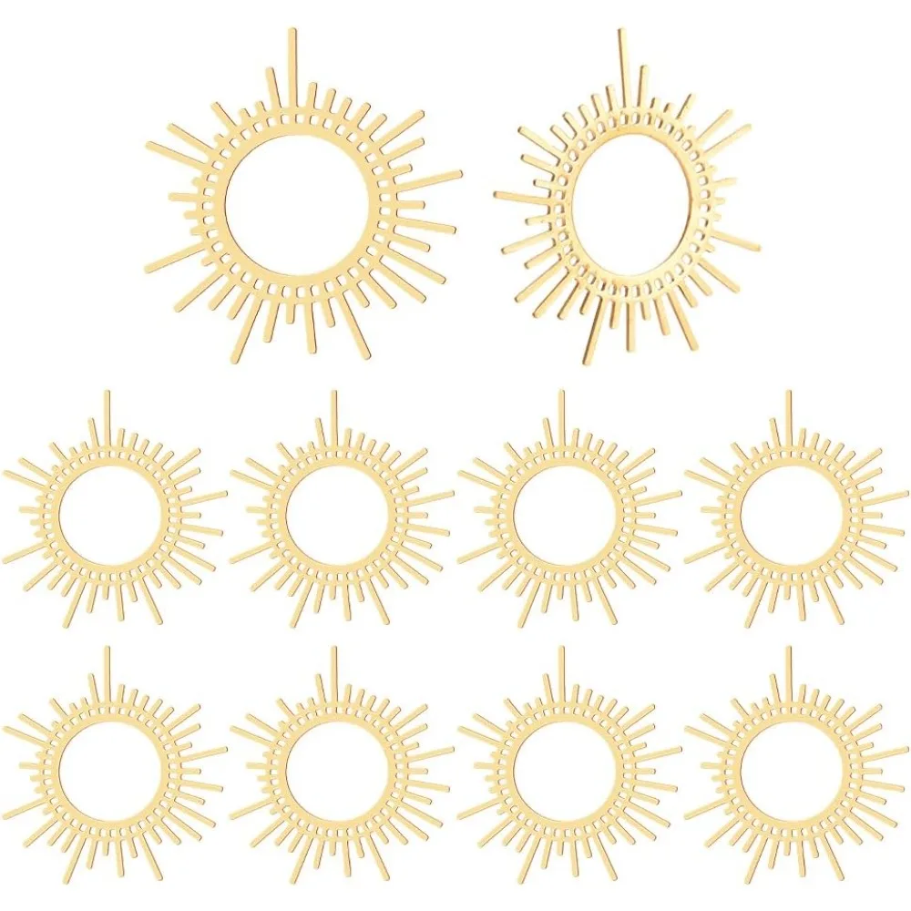 10pcs Golden Sun Charms Celestial Sun Charm Brass Crescent Pendants Sun Charms Pendants Filigree Pendant