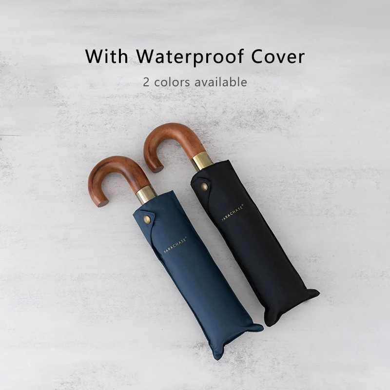 Paraguas automático de madera para hombre y mujer, sombrilla plegable para Golf, lluvia, resistente al viento, 10 varillas