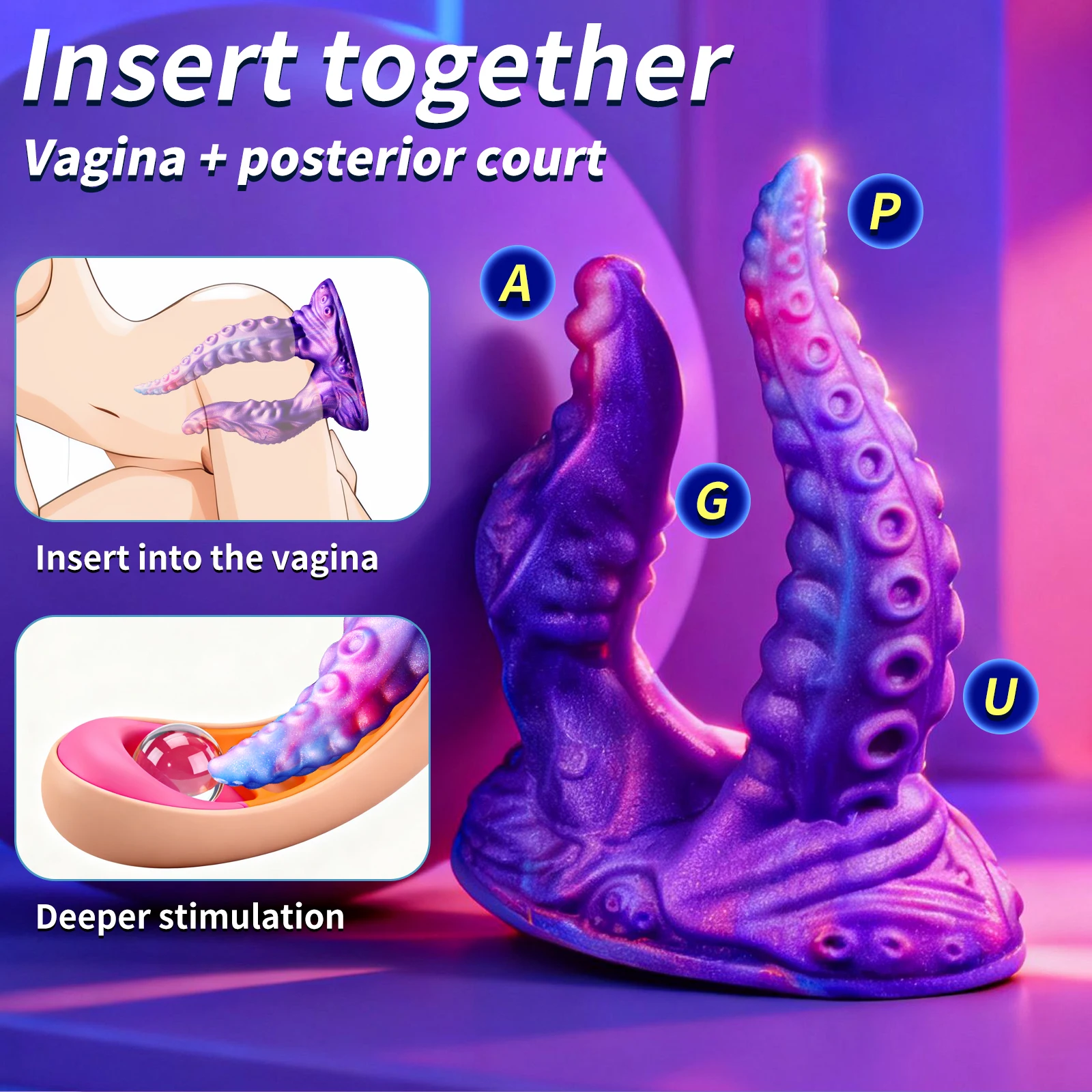 2 لون سيليكون مزدوج الرأس المكونات الشرج G بقعة محفز الوحش دسار ل مثليه مثلي الجنس الاستمناء الرجال جهاز تدليك للبروستاتا لعبة الجنس #4