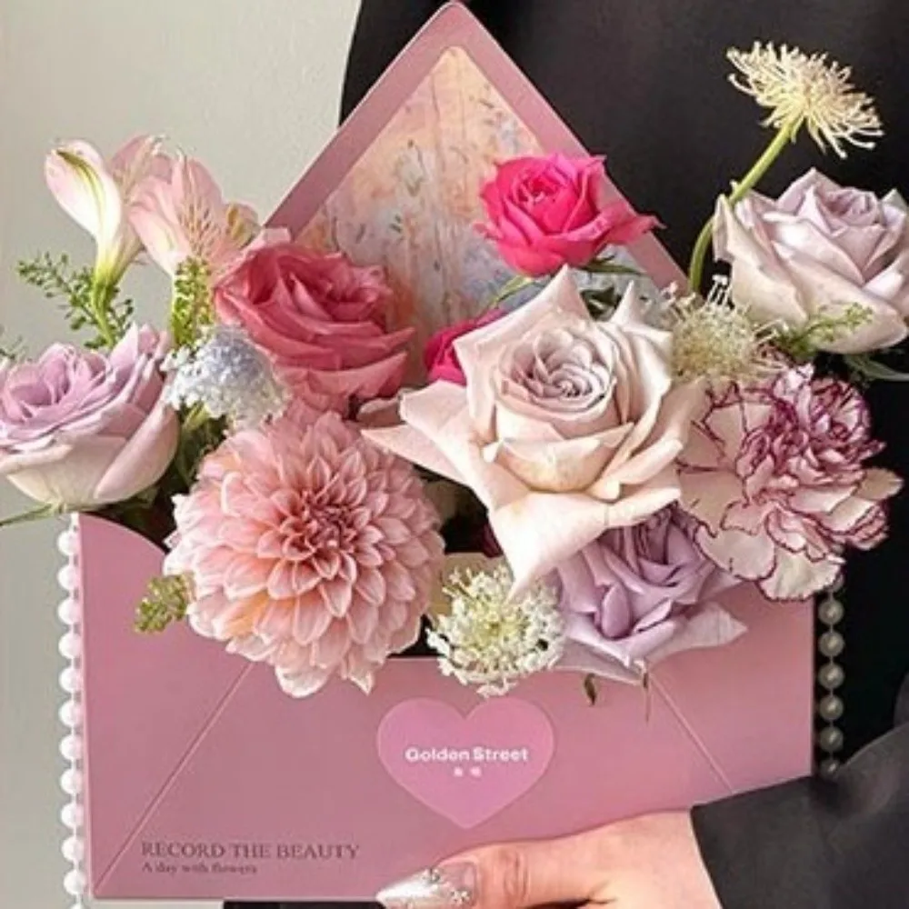 5 Pieces Romantic Flower Gift Box Portable Paper Floral Arrangement Box Folding DIY Gift Gift Wrapping Box Valentine's Day view 5