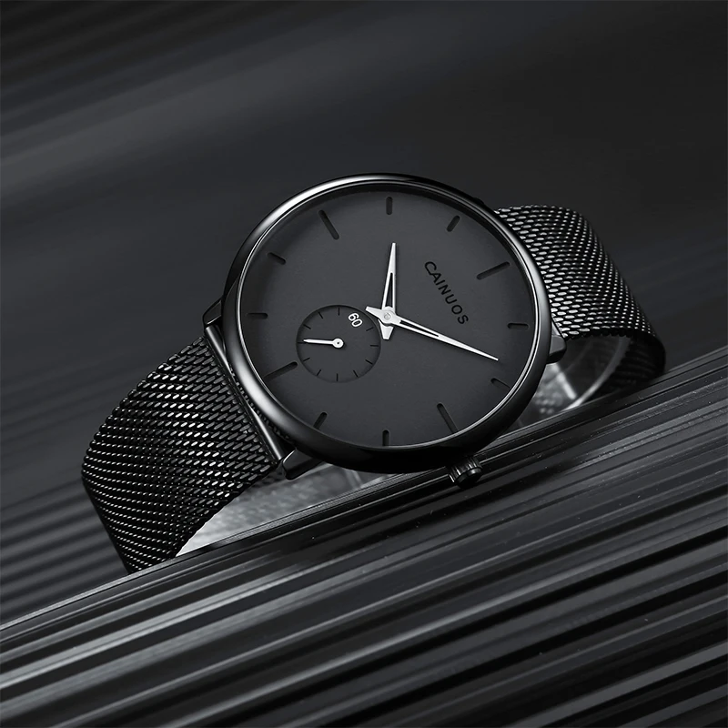 Men's Fashionable Simple Design Waterproof Watch Stainless Steel Mesh Belt Wristwatch Quartz Clock Gift Relogio Masculino