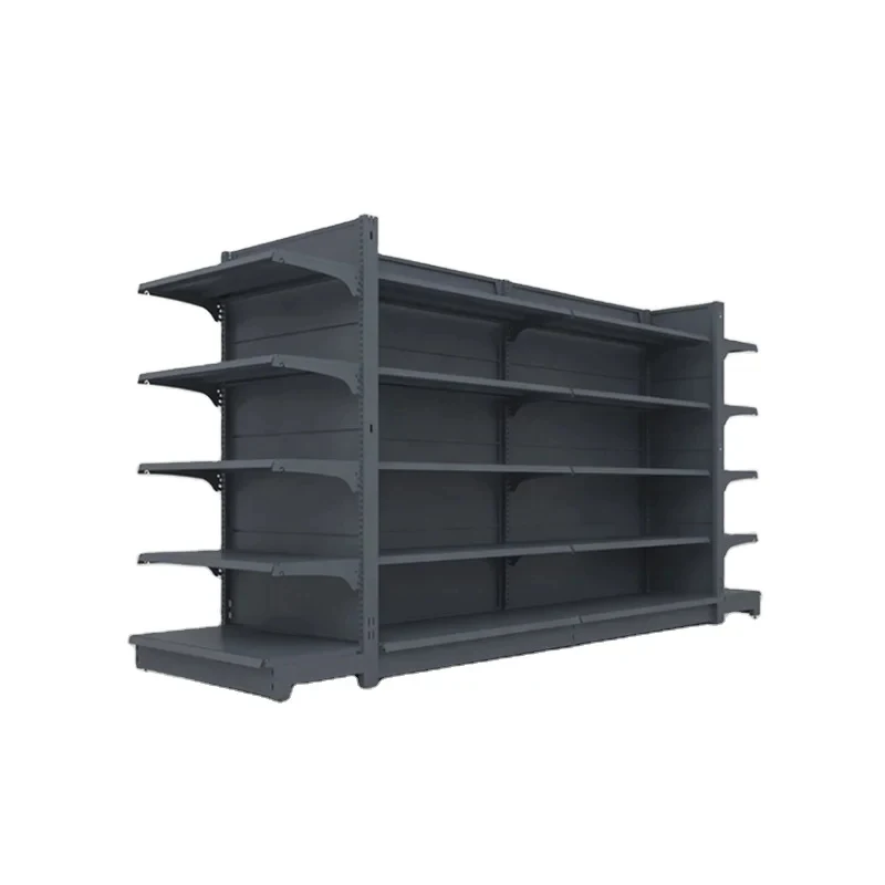 custom.Iron Steel Wood Double-Sided Light Duty Powder Coated Supermarket Display Rack Gondola Shelf Stationery Sho