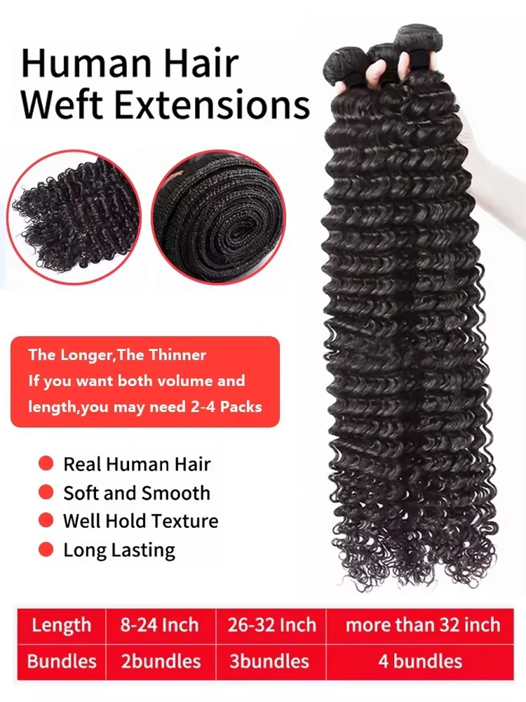 30 32 بوصة البورمية حزم الشعر البشري المجعد موجة عميقة الشعر الخام 3/4 قطعة حزم ملحقات غير المجهزة موجة طبيعية لحمة مزدوجة