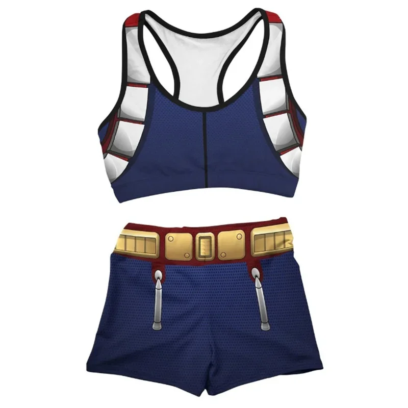 Anime Traje Cosplay de Colete Esportivo e Shorts, Meu Herói Academia, Midoriya Izuku Deku, Bakugou, Sutiã, Shorts, Maiô, Terno de 2 Peças