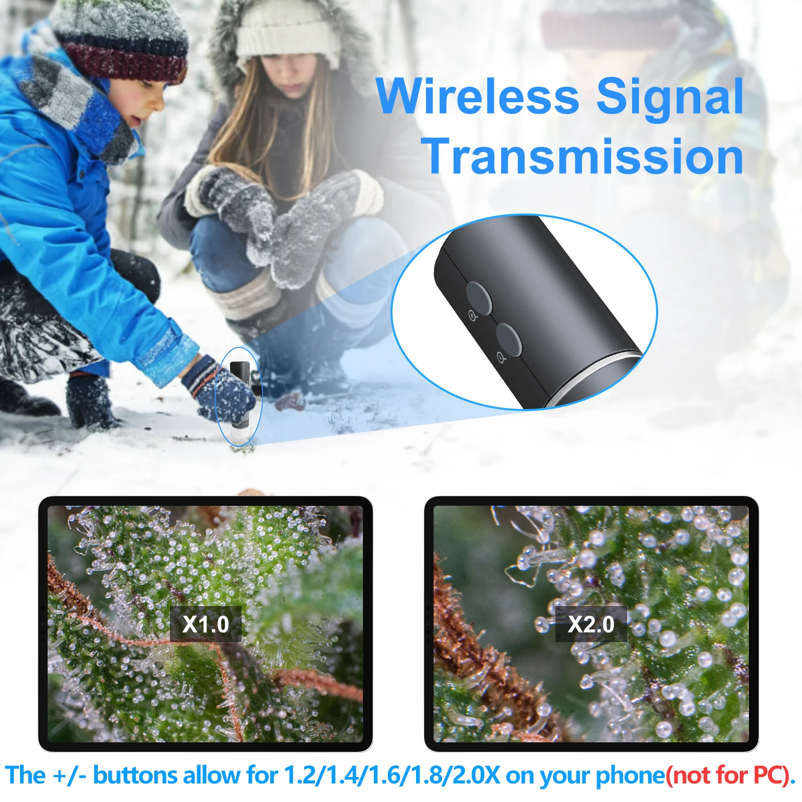 Microscopio WiFi 4K para iPhone Android, endoscopio Digital USB 50 a 1000X Mini cámara Super HD Compatible con teléfonos móviles y ordenadores