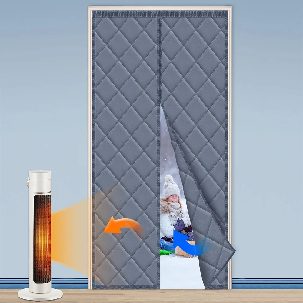

Magnetic Thermal Insulated Door Curtain Thickened Cover Winter Bedroom Living Rooms/Patio/Sliding Glass Curtains