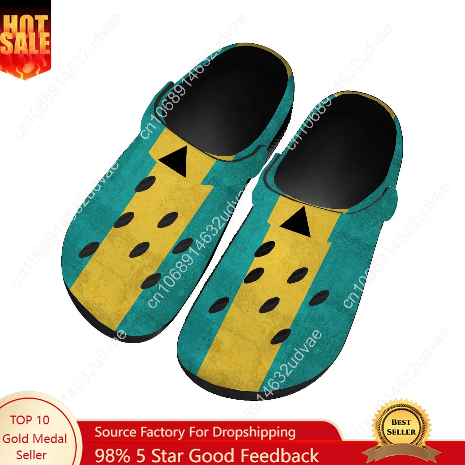 

Bahamas National Flag Water Shoes Men Women Comfortable Home Garden Clogs Customizd Sandals Beach Breathable Hole Slippers