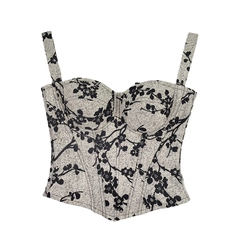 

New Chinese Style Bustier Top, Embossed Corset with Boning for Women, Sexy Waist Training Tube Top for Outerwear Vintage Elegant