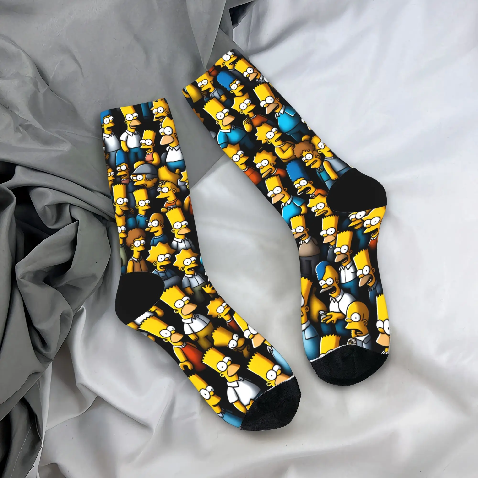 

Couple Socks Bart S-Simpsons Faces All Over Print Stockings Autumn Breathable Socks Design Skateboard Anti Bacterial Socks