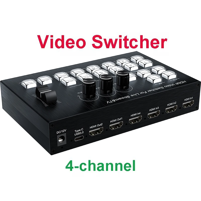 HDMI Video Mixer Switcher Live Streaming 4-Channel 4 Way Multi-View HDMI Video Switcher Broadcast Live Streaming Video Solution