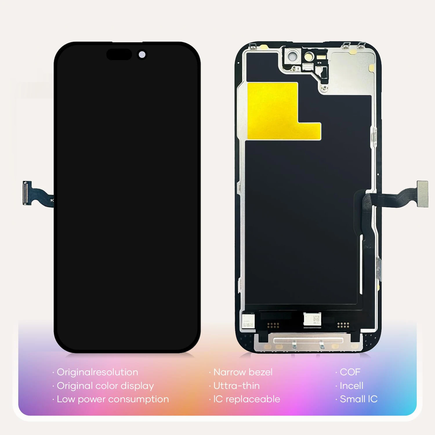Screen Replacement for iPhone 14 Pro 6.1-inch LCD Touchscreen with Replaceable IC, Tools Included