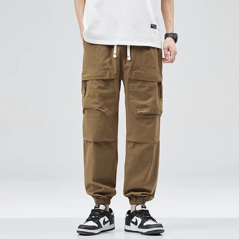 

Men's new style American casual multi pocket loose straight leg long pants, men's youth trendy brand work pants, men's
