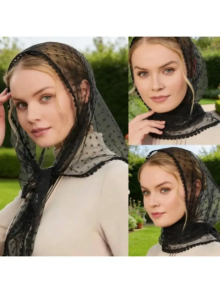 Lightweight Polyester Lace Veil Scarf For Brides And