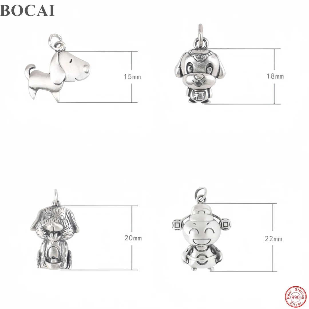 BOCAI New S990 Silver Jewelry Mascot Zodiac Dog Pendant for Women