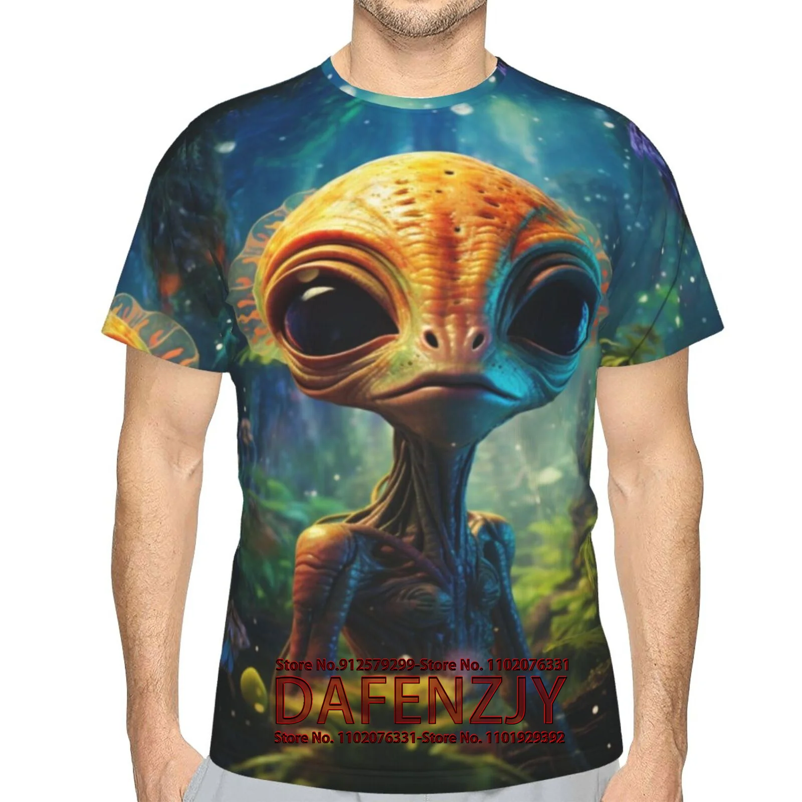 

Men's gothic alien Print 3D T-Shirt Street Casual Loose Creative Horror Large Size Short Sleeve Fitness Daily Streetwear