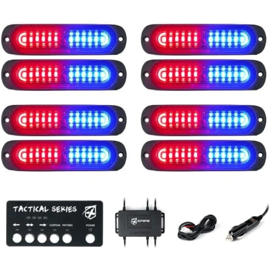 

Красный, синий светодиодный комплект стробоскопов для поверхностного монтажа, полицейский фонарь с панелью управления для аварийного предупреждения, мигающая решетка, полицейский маркер