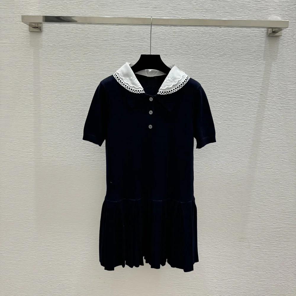 

High-quality 2026 new women's short-sleeved mini dress with pleated skirt hem, casual and cute college-style outfit xy26414211