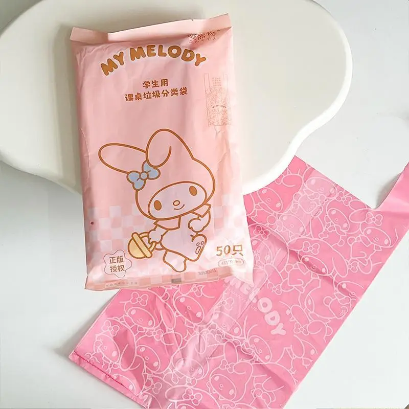 Kawaii Hello Kitty My Melody Cinnamoroll Pochacco Student Desk Garbage Bag Cute Cartoon Convenient Sorting Bag Holiday Gift