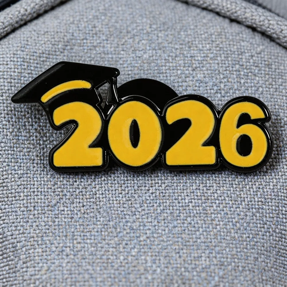 2026 Graduation Season Doctoral Hat Badge Metal Alloy Dripping Oil Bachelor's Hat Commemorative Gift Student Gift Brooch Pin