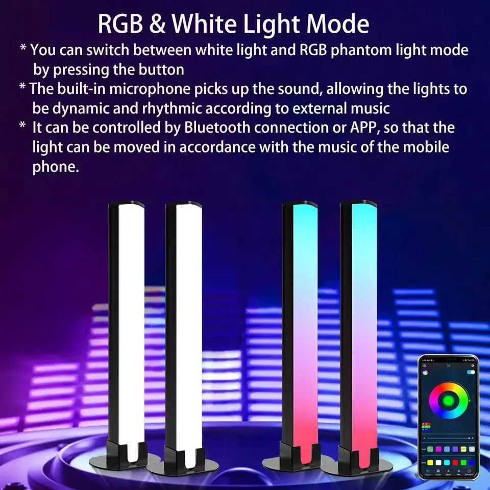 Smart APP Music Rhythm Light LED Desktop Atmosphere Light RGB Night Light for Game TV Background Wall Bedroom Decor Table Lamp